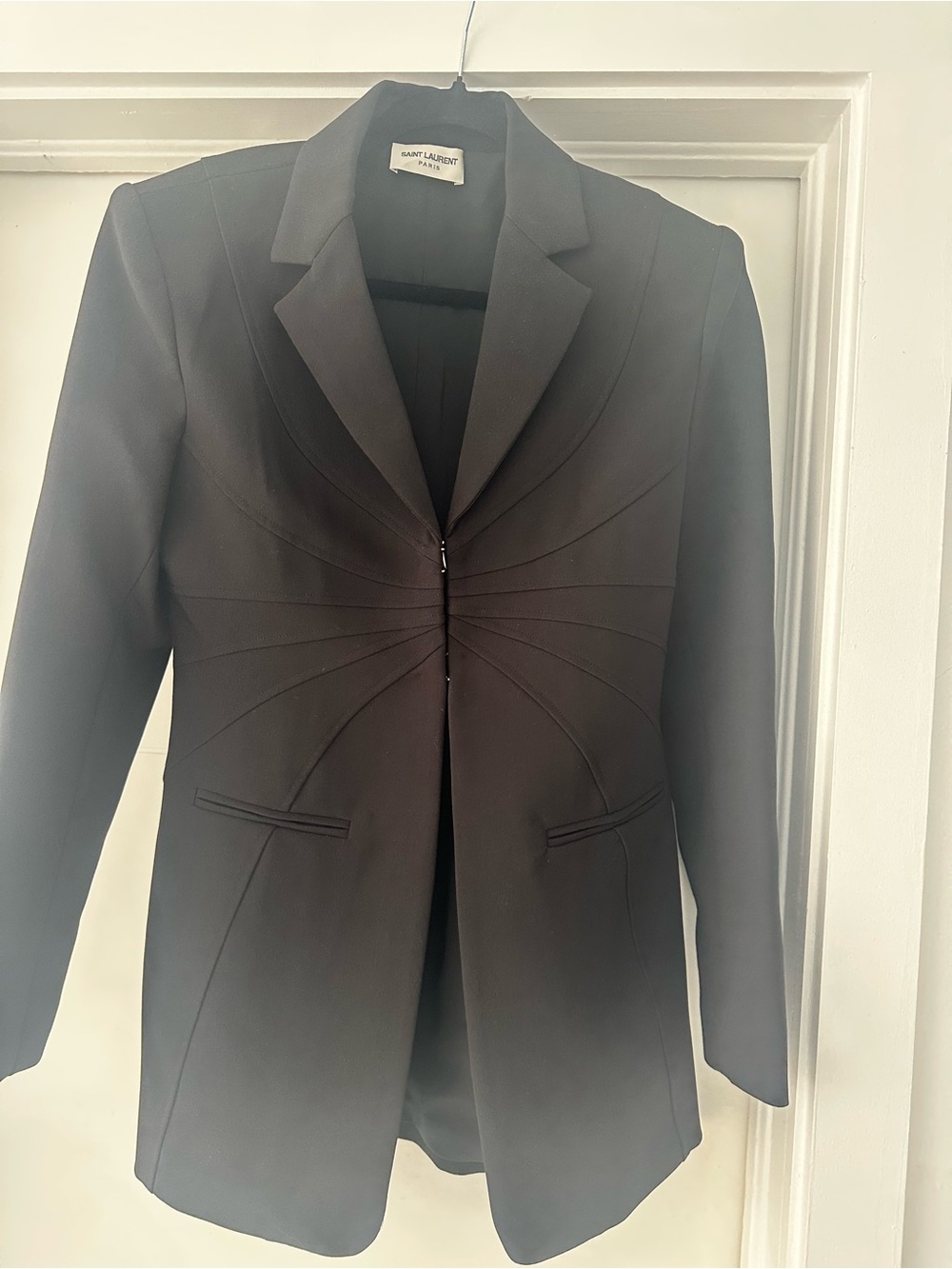 Saint Laurent Black Sculpted Radiating-Stitch Blazer